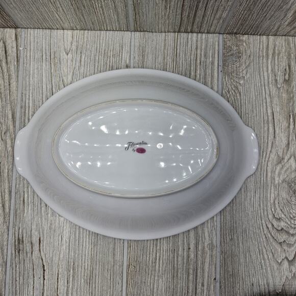Sango Florentine 10" Oval Vegetable Serving Bowl Vintage Japan Platinum Trim - Picture 7 of 8